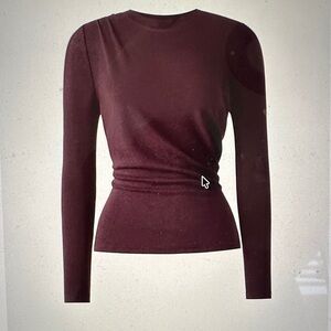 Casual Going Out Women's Long Sleeve Crewneck Tucked Top - Ruby Berry